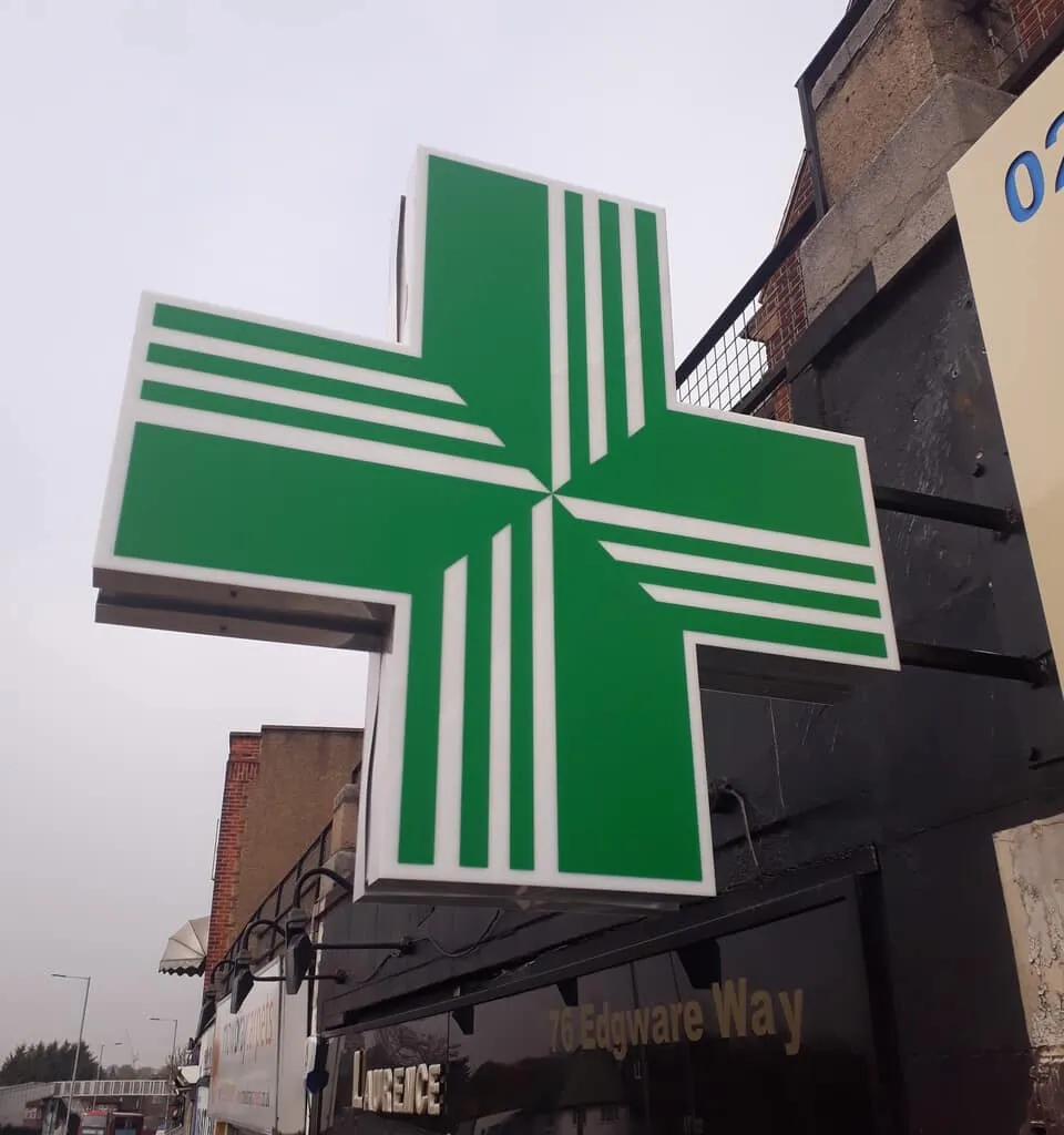 LED Illuminated Pharmacy Cross
