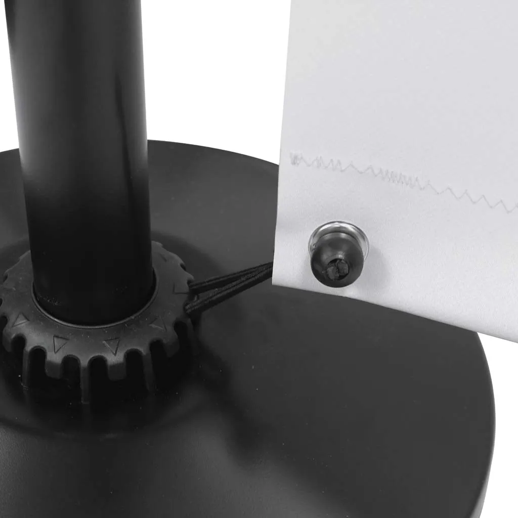 Close-up of a café barrier post fixed into its weighted base