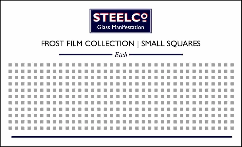Frost film collection sample board, small squares etch