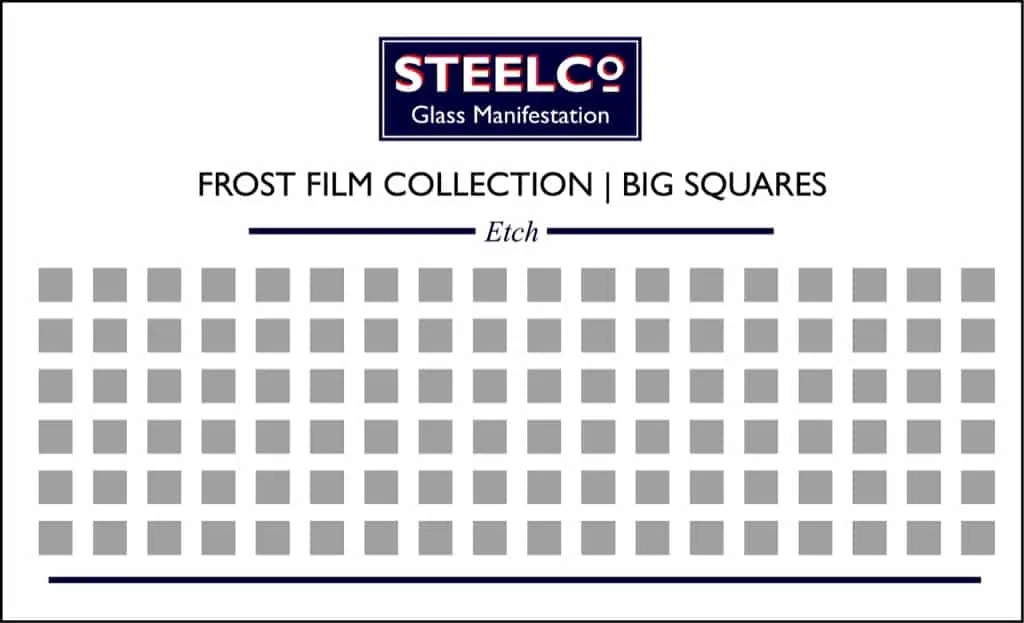 Frost film collection sample board, big squares etch