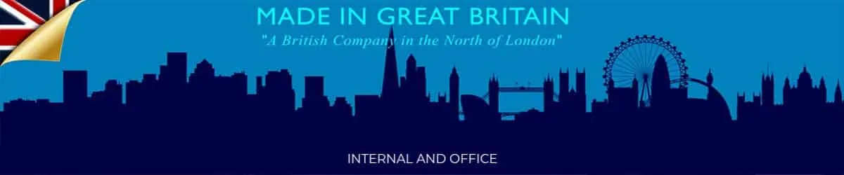 Made in Great Britain banner showing a London skyline above the words Internal and Office