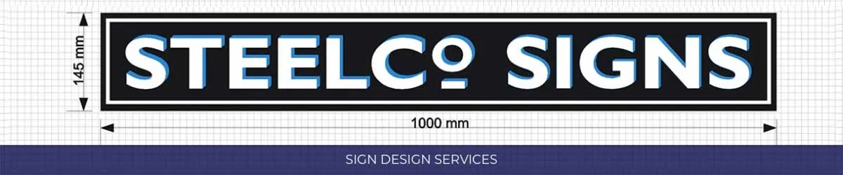 Dimensioned drawing of an East Herts Signs sign board, 1000 mm wide by 145 mm tall